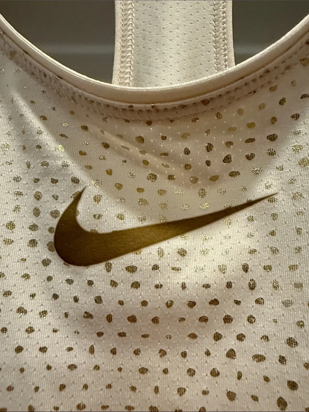 Nike NWOT Cream Racerback Dri-FIT Tank with Gold Swoosh